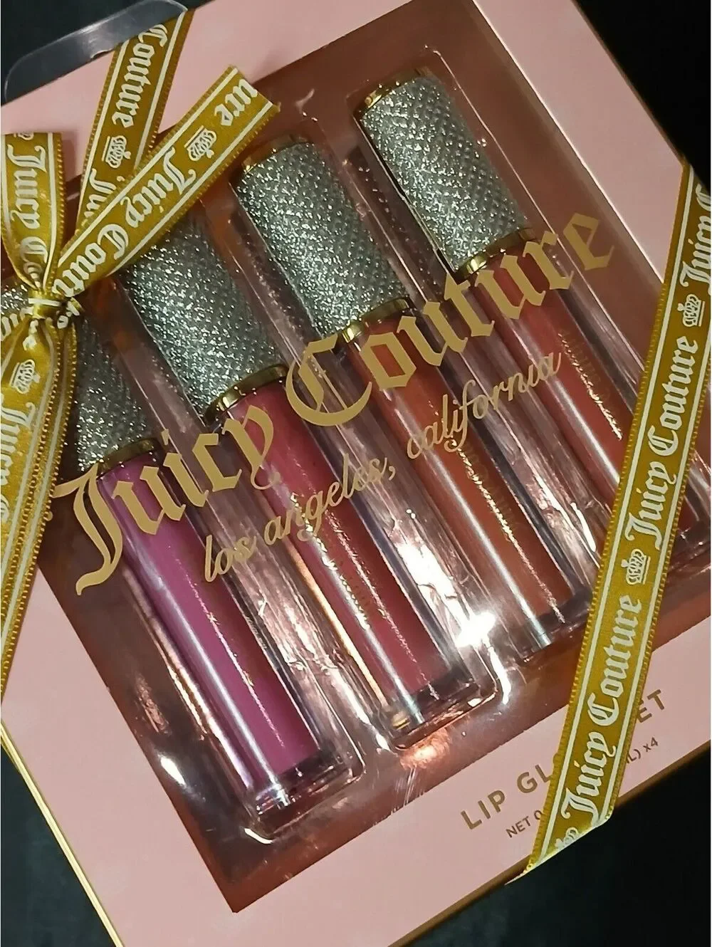 Juicy Couture 4 Pack Lip Gloss Set Berry Watermelon Clementine Cocoa NIB